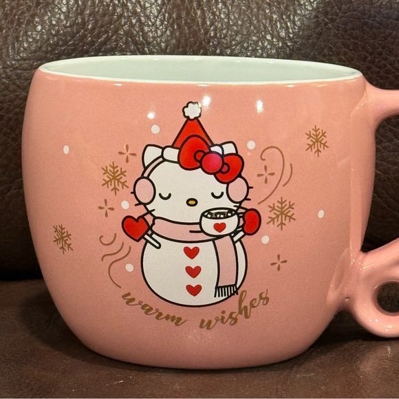 Warm Wishes Hello Kitty Snowman Pink Christmas Mug - Picture 2 of 7